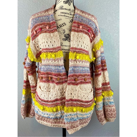 Anthropologie Sweaters - Anthropologie Izabel Pommed Multi-Color Knit Cardigan Sweater, size Small